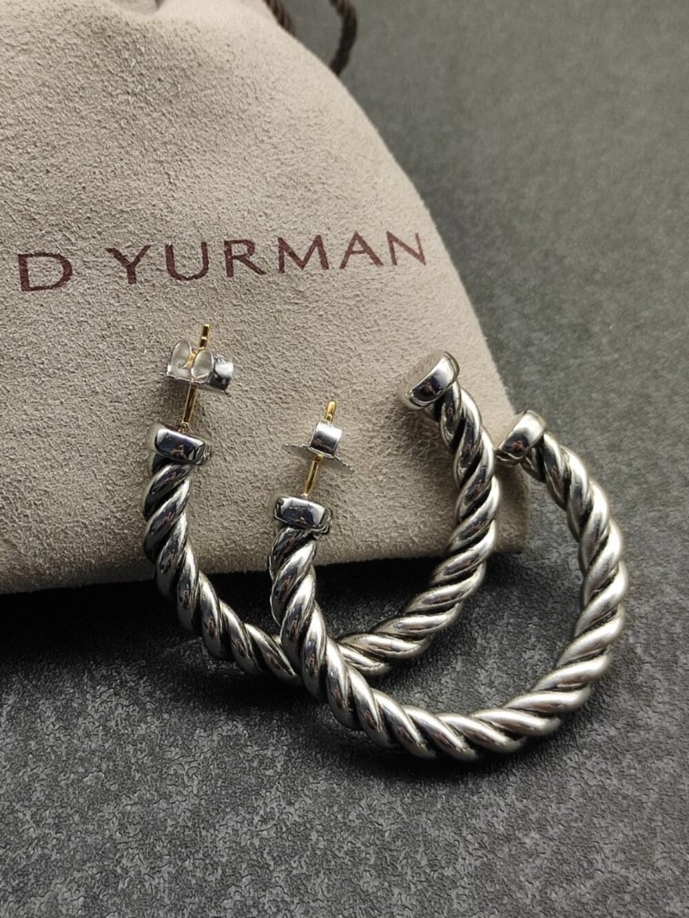 David Yurman 925 Silver Earrings with Original Pouch